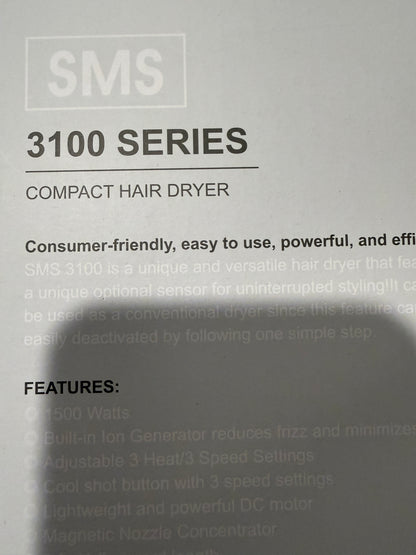 SMSPRO 3100N Professional Ionic Hair Dryer Compact Salon Blow Dryer 1500W