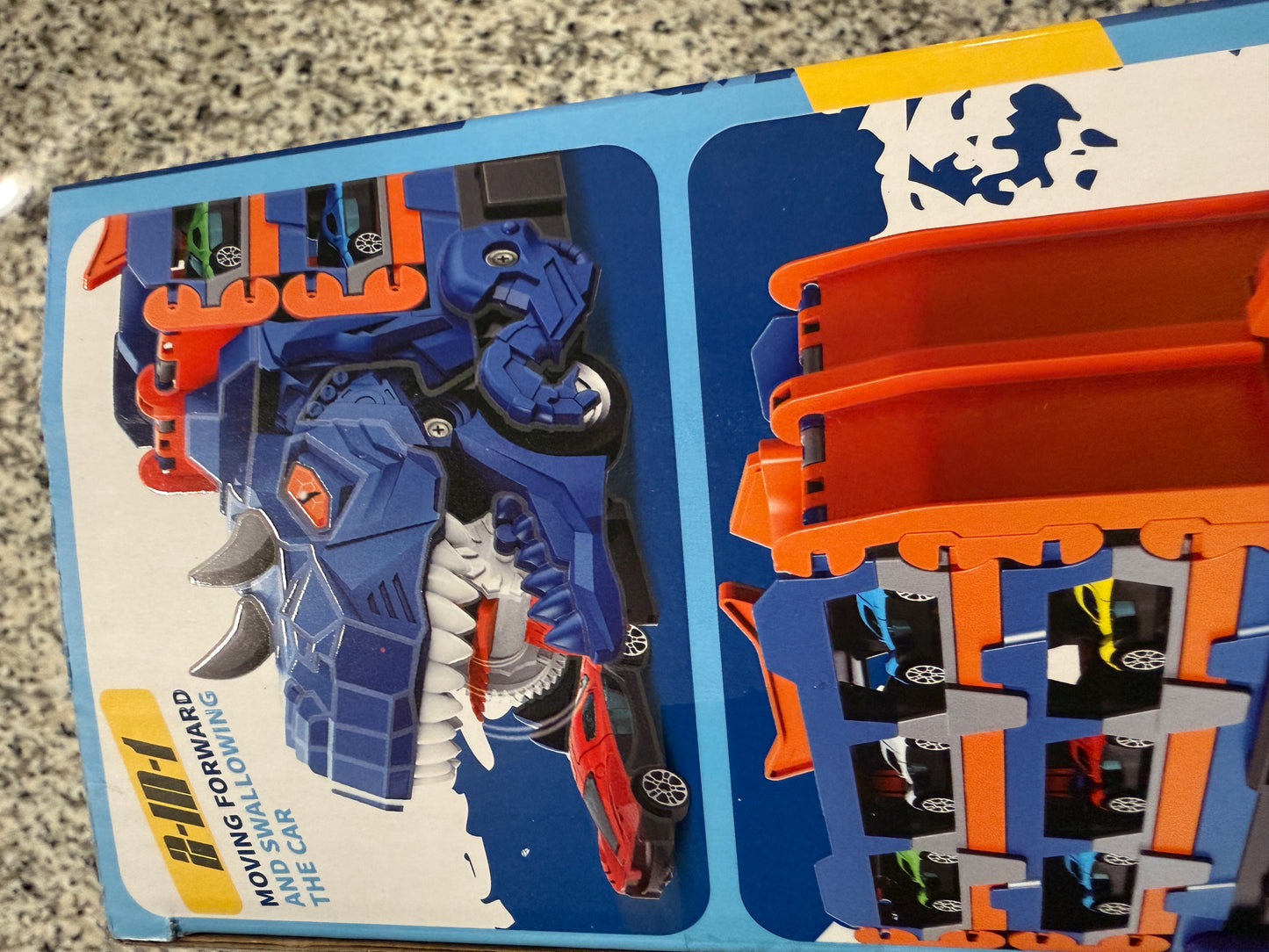 Dinosaur Truck Car Carrier Launcher Playset With 12 Cars Folding Race Track Toy