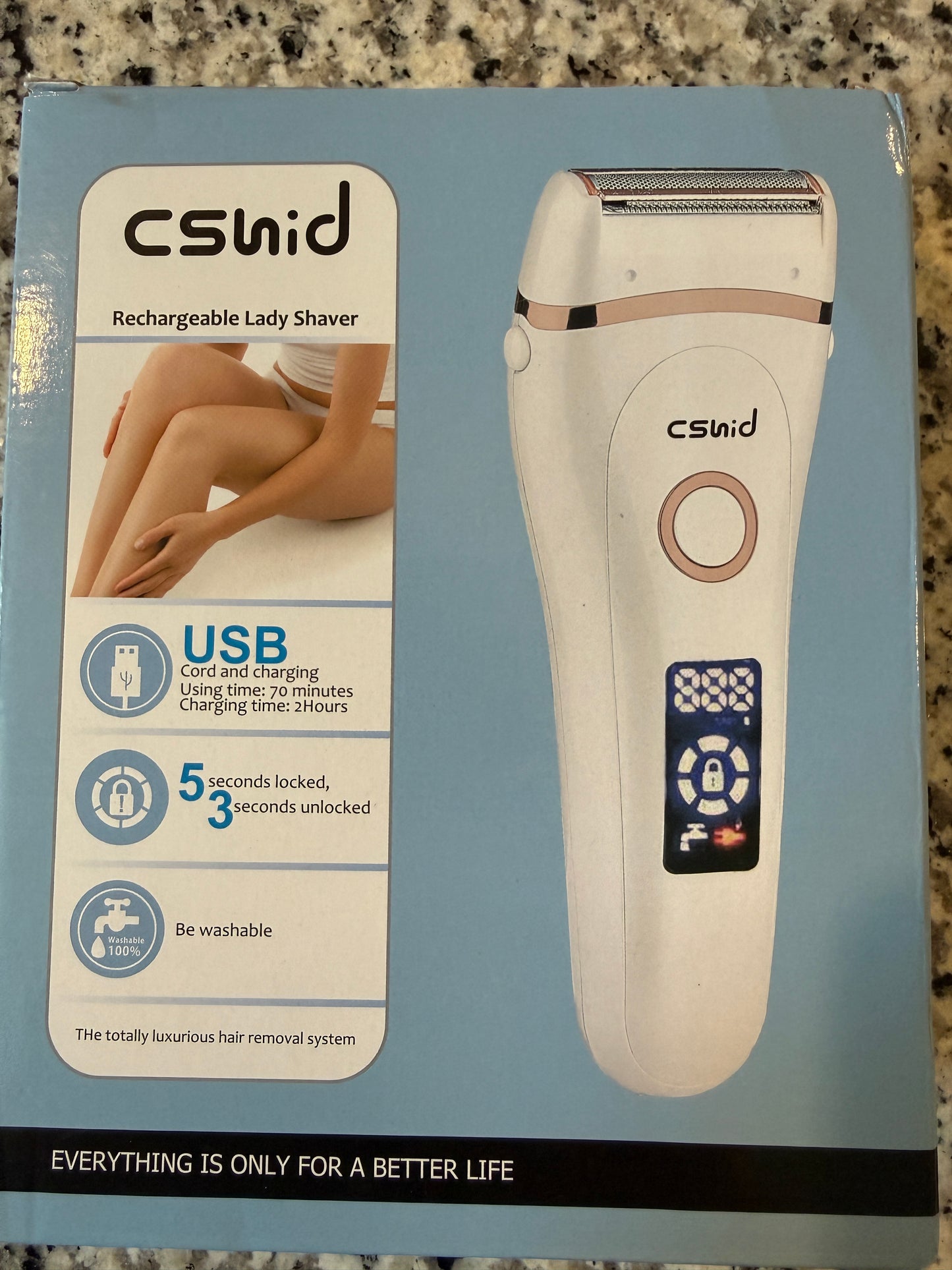 Rechargeable Lady Shaver USB Wet Dry Electric Razor LED Display