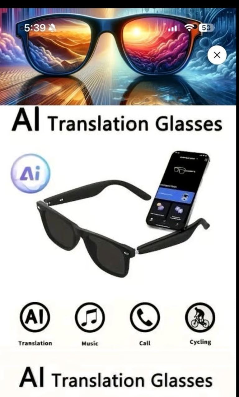 DMES AI Glasses Open Ear Bluetooth Smart Audio Glasses Touch Control