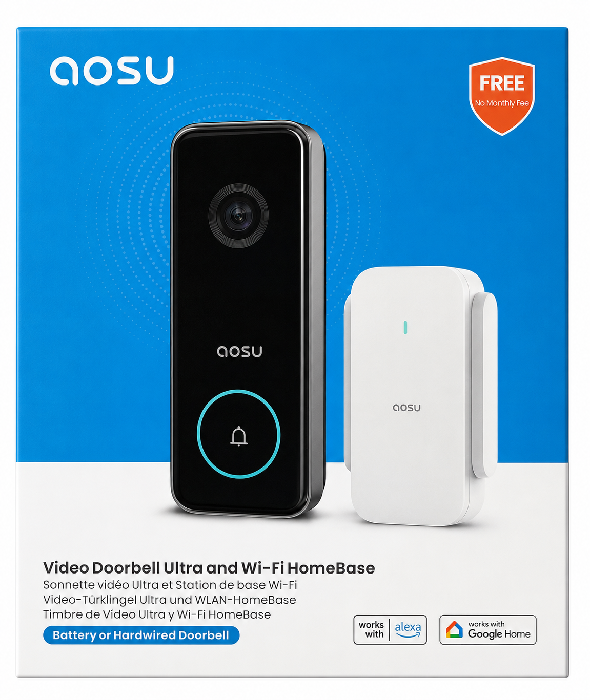 AOSU Video Doorbell Ultra WiFi HomeBase Wireless Smart Doorbell Camera