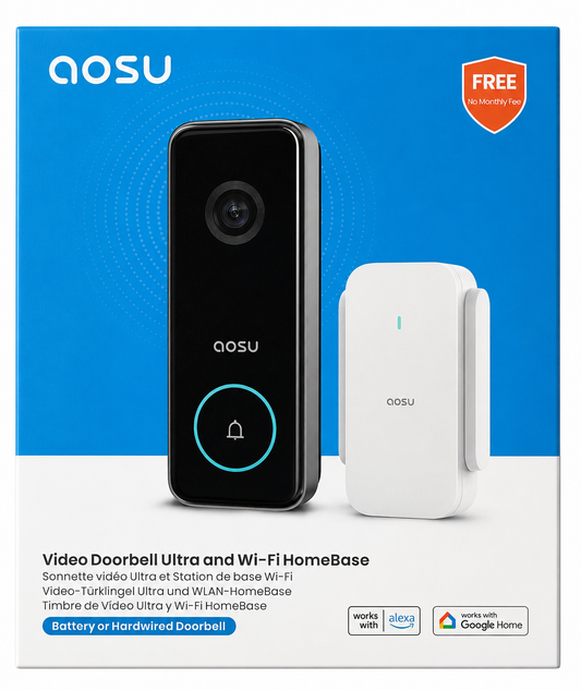 AOSU Video Doorbell Ultra WiFi HomeBase Wireless Smart Doorbell Camera