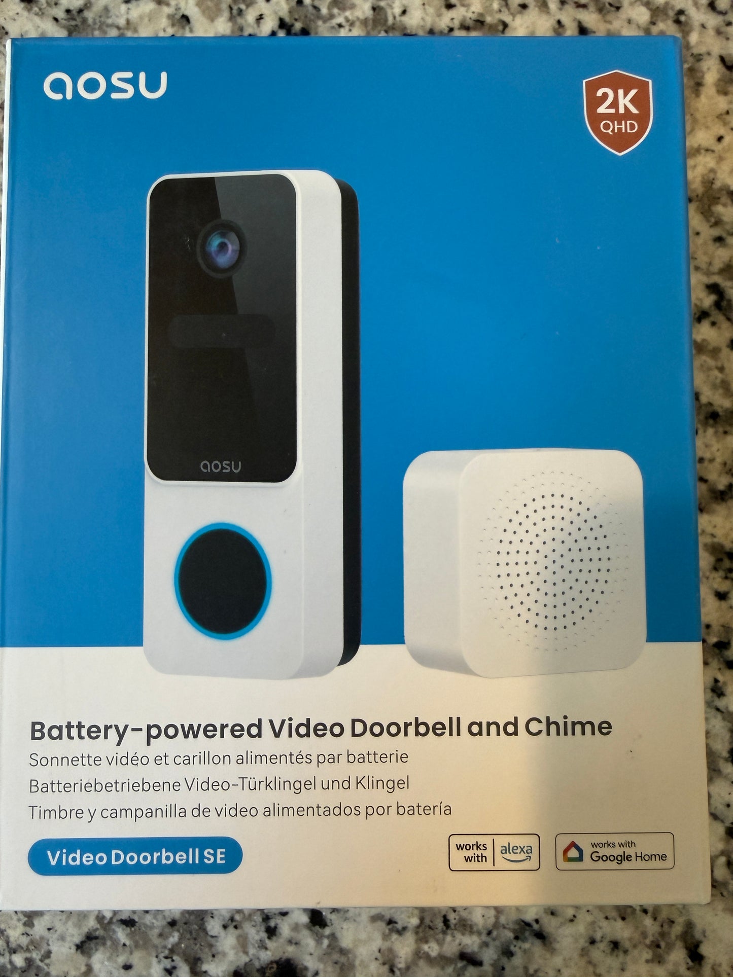 AOSU Video Doorbell SE 2K QHD Wireless Battery Smart Doorbell Chime