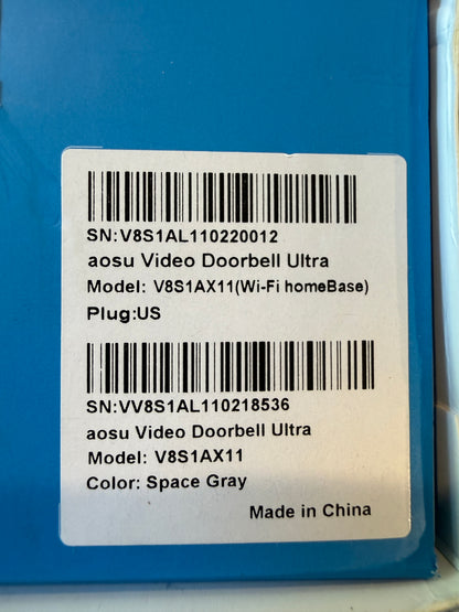 AOSU Video Doorbell Ultra WiFi HomeBase Smart Security Camera Alexa