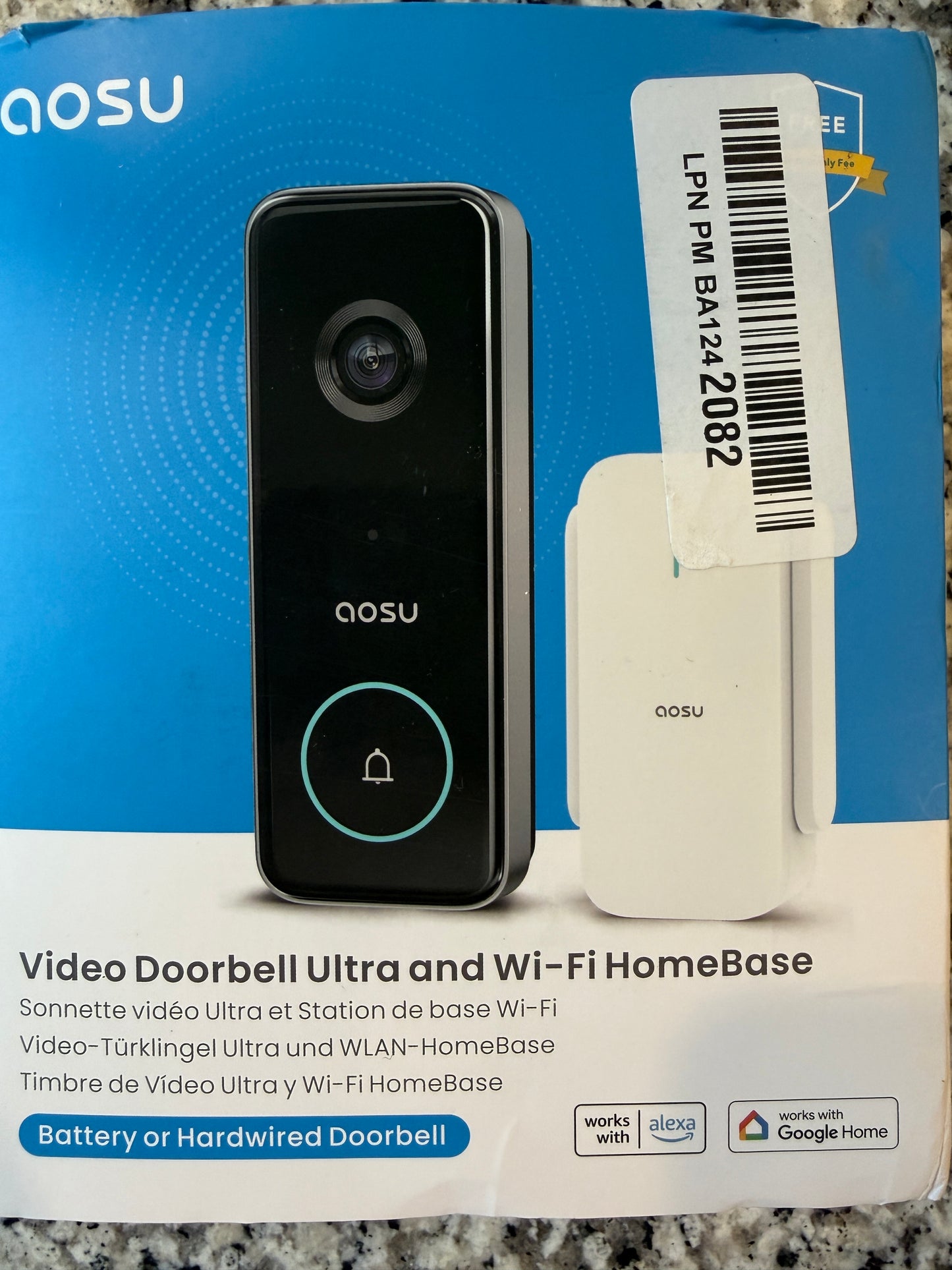 AOSU Video Doorbell Ultra WiFi HomeBase Smart Security Camera Alexa