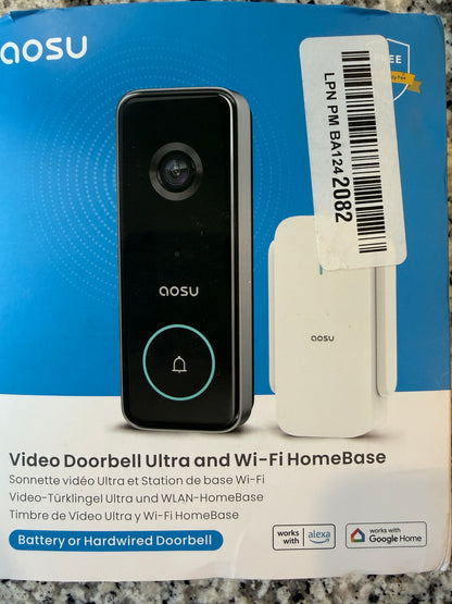 AOSU Video Doorbell Ultra WiFi HomeBase Smart Security Camera Alexa