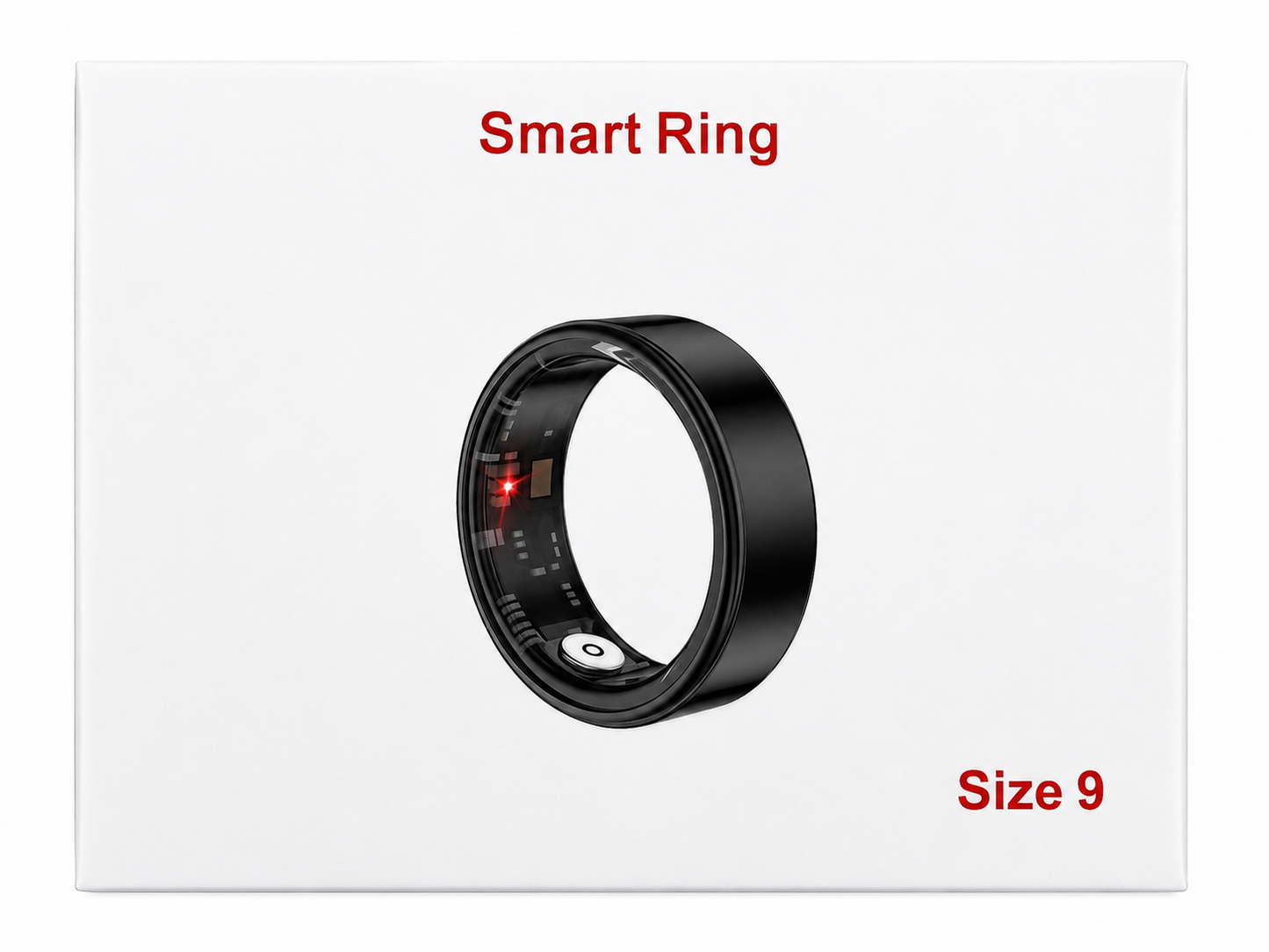 Black Smart Ring Fitness Tracker Heart Rate Sleep Monitor Bluetooth Ring Size 9