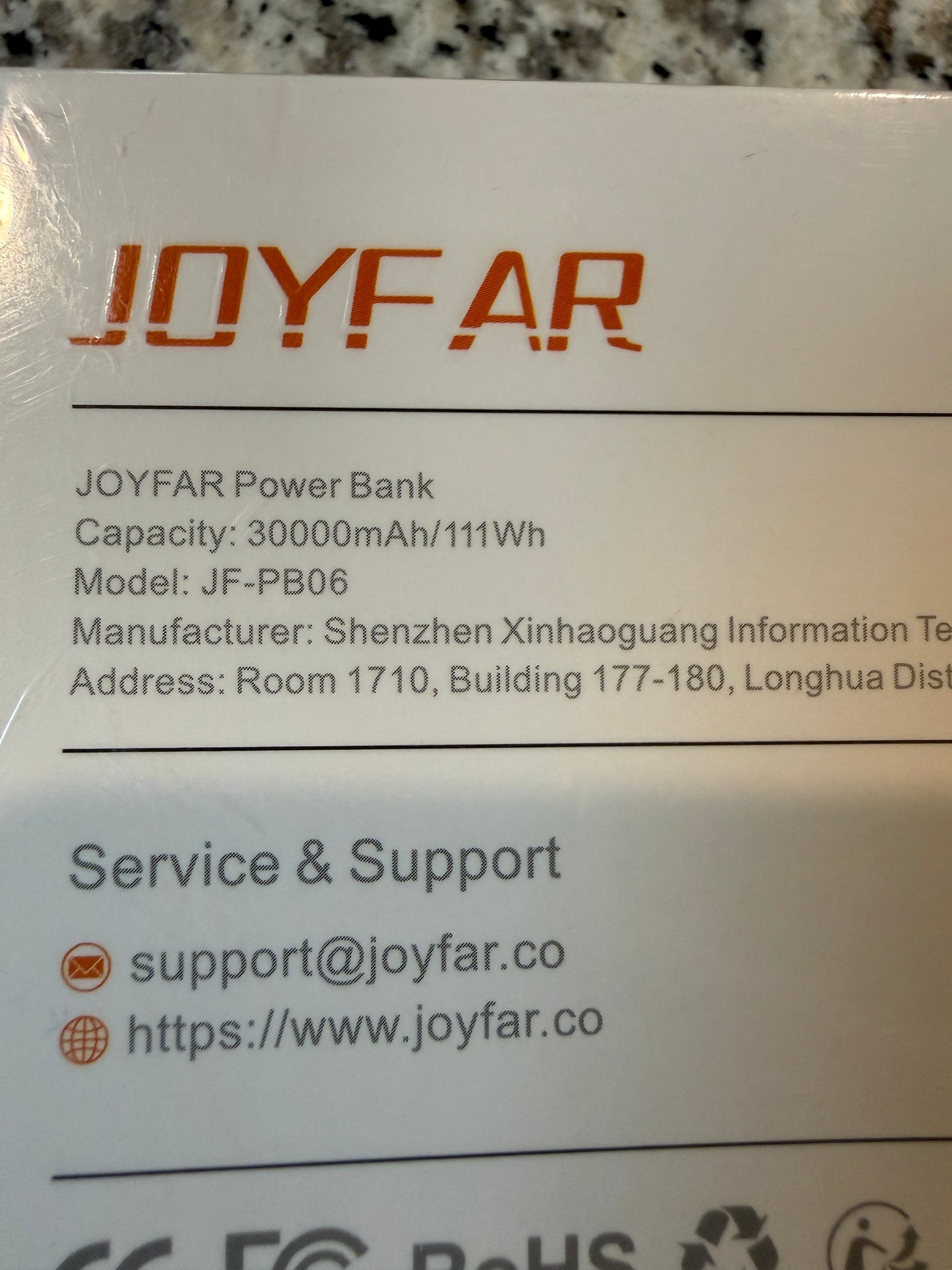 JOYFAR 30000mAh Portable Power Bank Fast Charging USB Battery Pack Black