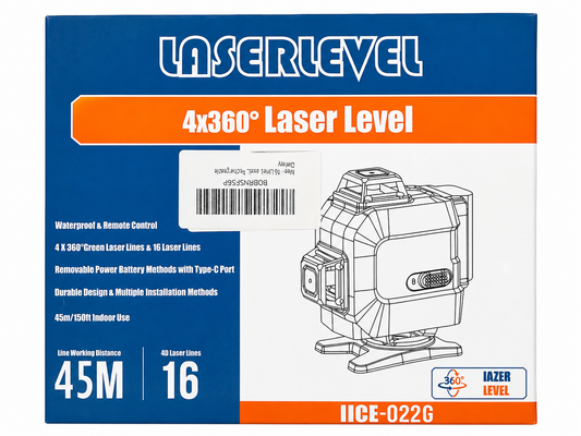 4x360° Green Laser Level Self Leveling 16 Line Waterproof Remote Control Kit