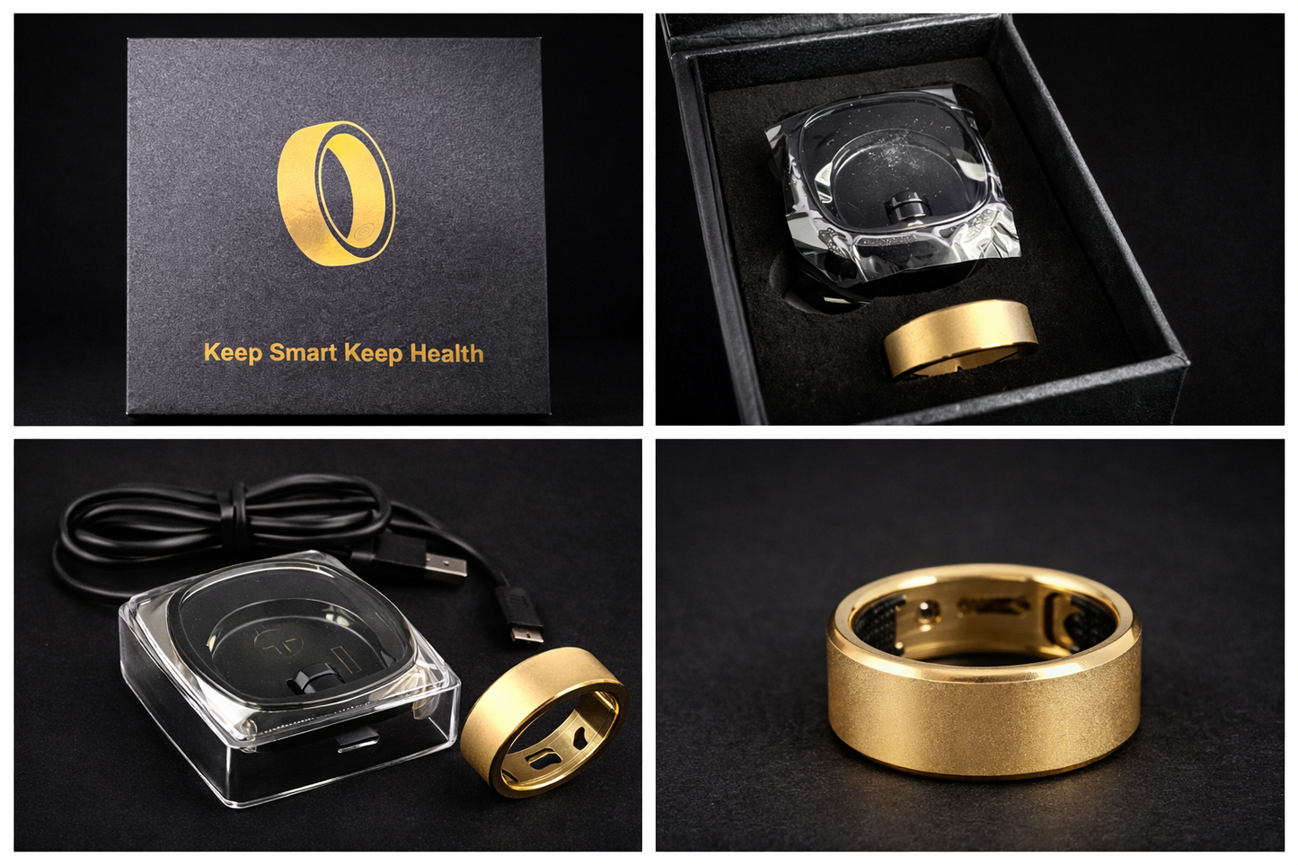 Gold Smart Health Ring Fitness Tracker for Men and Women Size 10