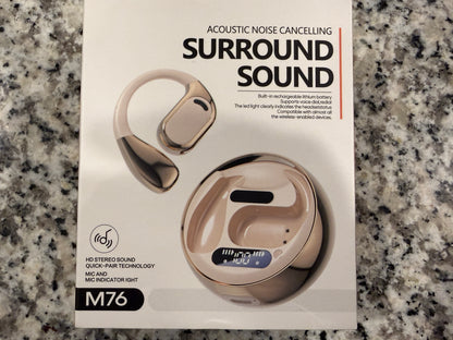 M76 Wireless Bluetooth Earbuds Noise Cancelling Surround Sound Headset Rose Gold
