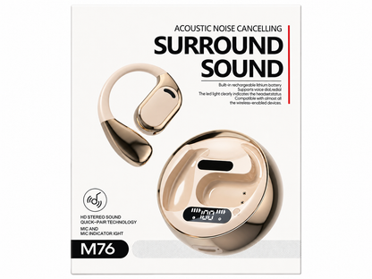 M76 Wireless Bluetooth Earbuds Noise Cancelling Surround Sound Headset Rose Gold