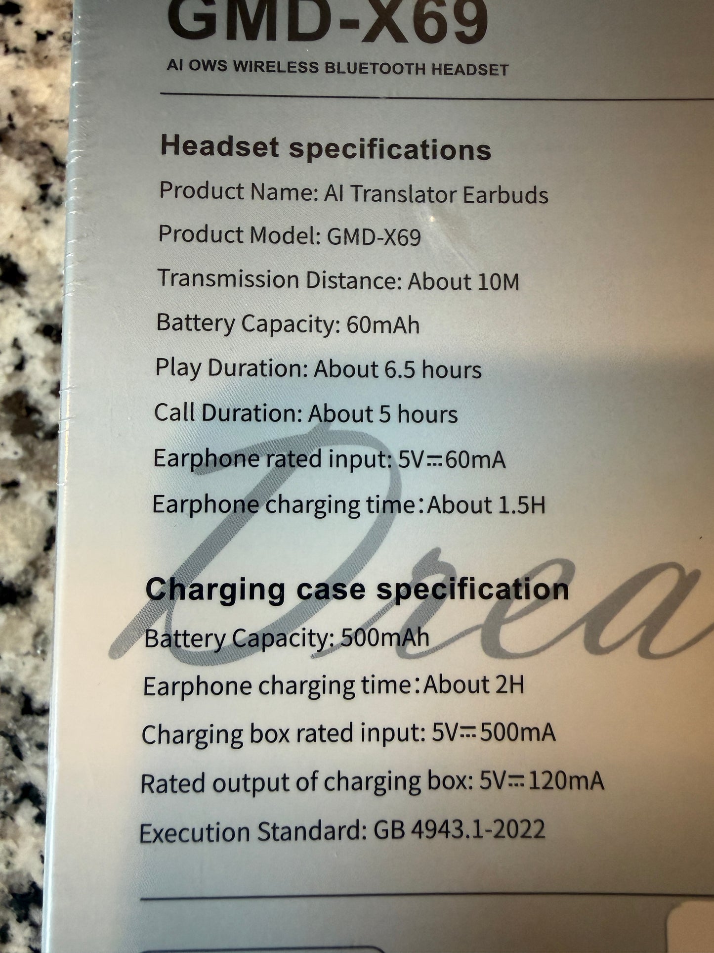 GMD-X69 AI Translator Earbuds Bluetooth 5.4 Wireless Headset w Charging Case
