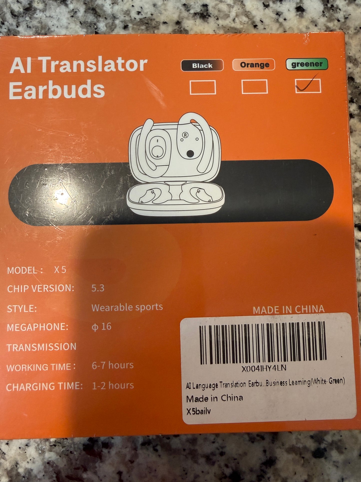 X5 AI Translator Earbuds Bluetooth 5.3 Wireless Sports Headphones Green