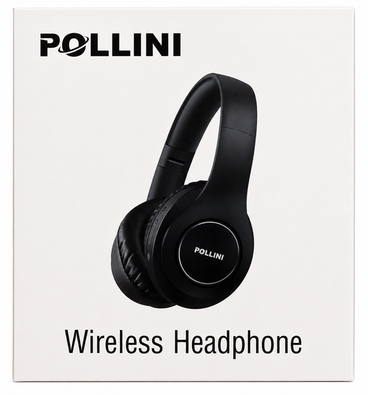 Pollini TP19 Wireless Bluetooth Over Ear Headphones Black EQ Modes