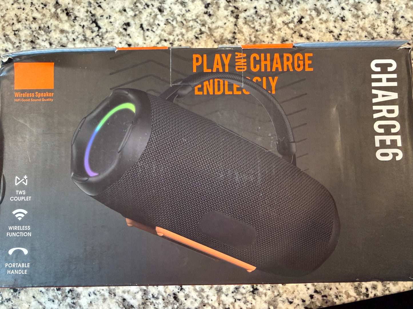 Charge 6 Portable Wireless Bluetooth Speaker RGB Waterproof Style Black
