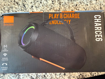 Charge 6 Portable Wireless Bluetooth Speaker RGB Waterproof Style Black