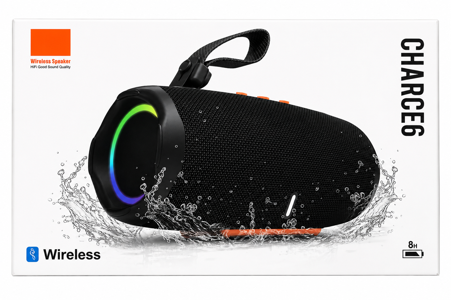 Charge 6 Portable Wireless Bluetooth Speaker RGB Waterproof Style Black
