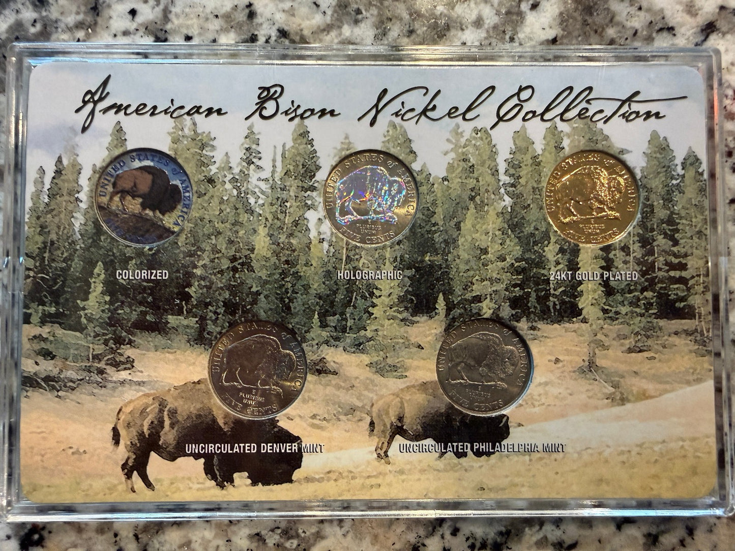 American Bison Nickel Collection 5 Coin Set Colorized Holographic
