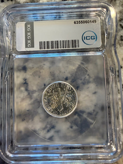 1959 Roosevelt Dime ICG Brilliant Uncirculated Certified Silver 10C Coin