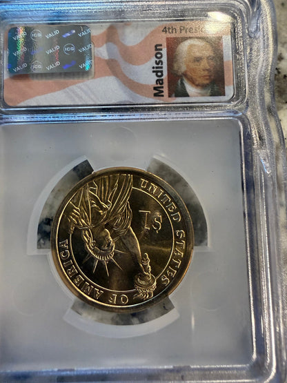 2007-D James Madison Presidential Dollar ICG SP67 Satin Finish Certified $1 Coin