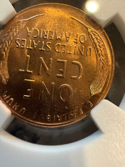 1957-D Lincoln Wheat Cent NGC MS65 RD Brilliant Red Certified Denver Mint Penny