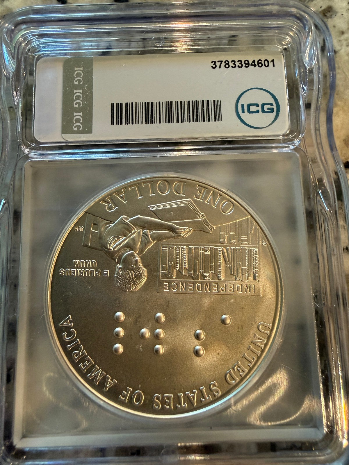 2009 P Louis Braille Silver Presidential Dollar ICG MS69 Certified BU