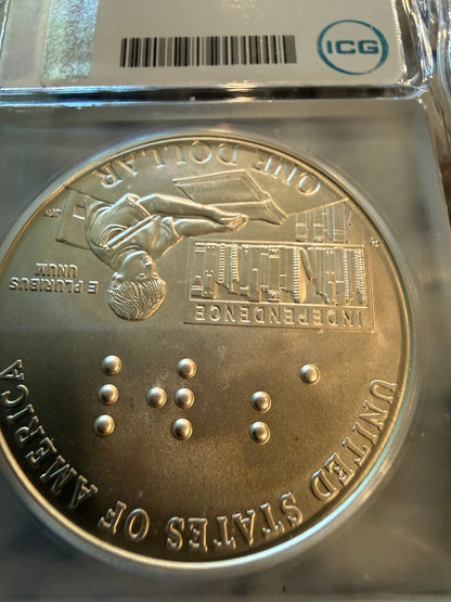 2009 P Louis Braille Silver Presidential Dollar ICG MS69 Certified BU