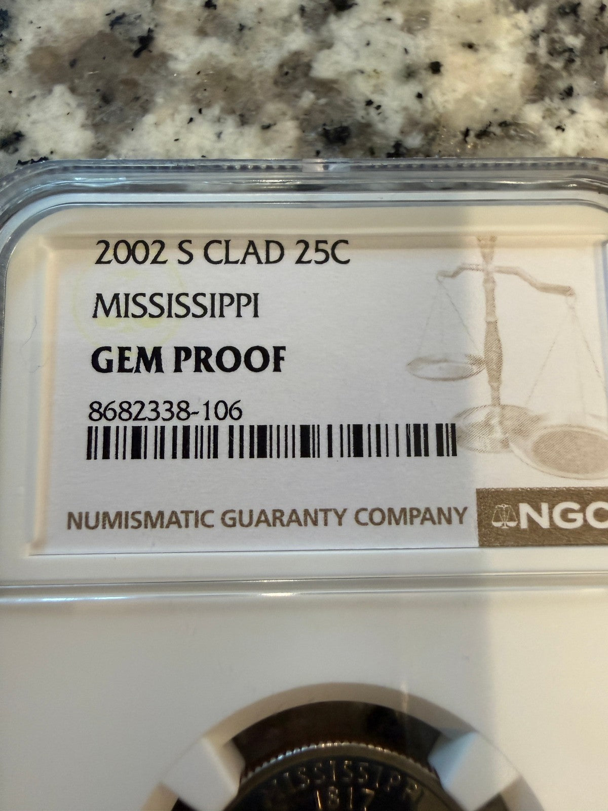 2002 S Mississippi State Quarter NGC Gem Proof Clad 25C Certified Coin
