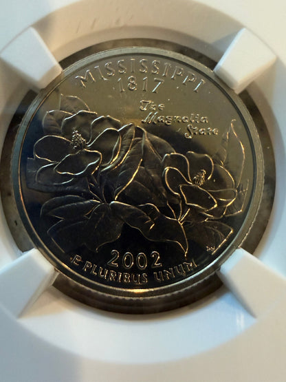 2002 S Mississippi State Quarter NGC Gem Proof Clad 25C Certified Coin