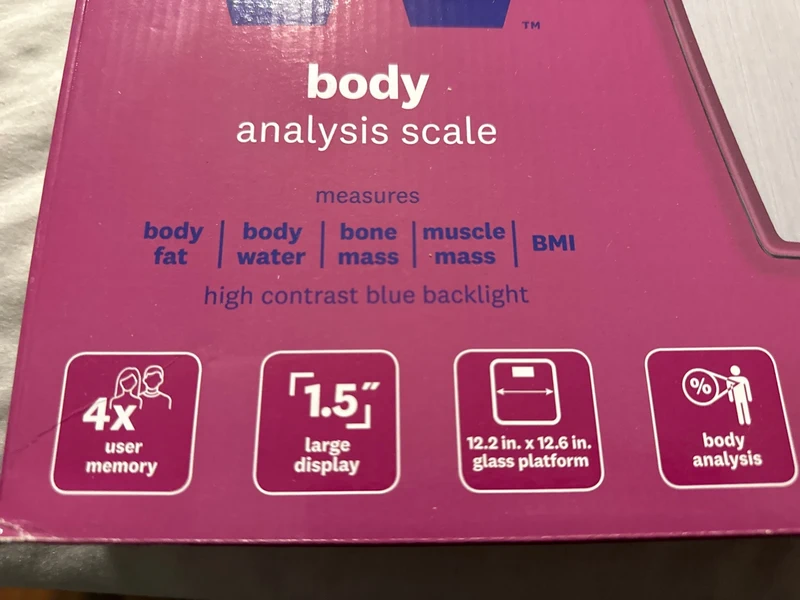 Conair Body Analysis Scale Digital Bathroom Scale BMI Body Fat Water Muscle