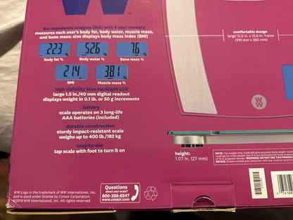 Conair Body Analysis Scale Digital Bathroom Scale BMI Body Fat Water Muscle
