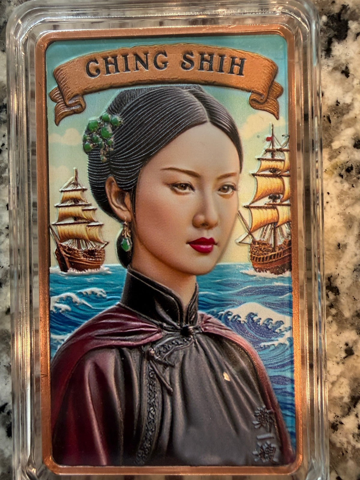 Ching Shih Colorized 10 AVDP oz .999 Fine Copper Bullion Bar Pirate Treasure