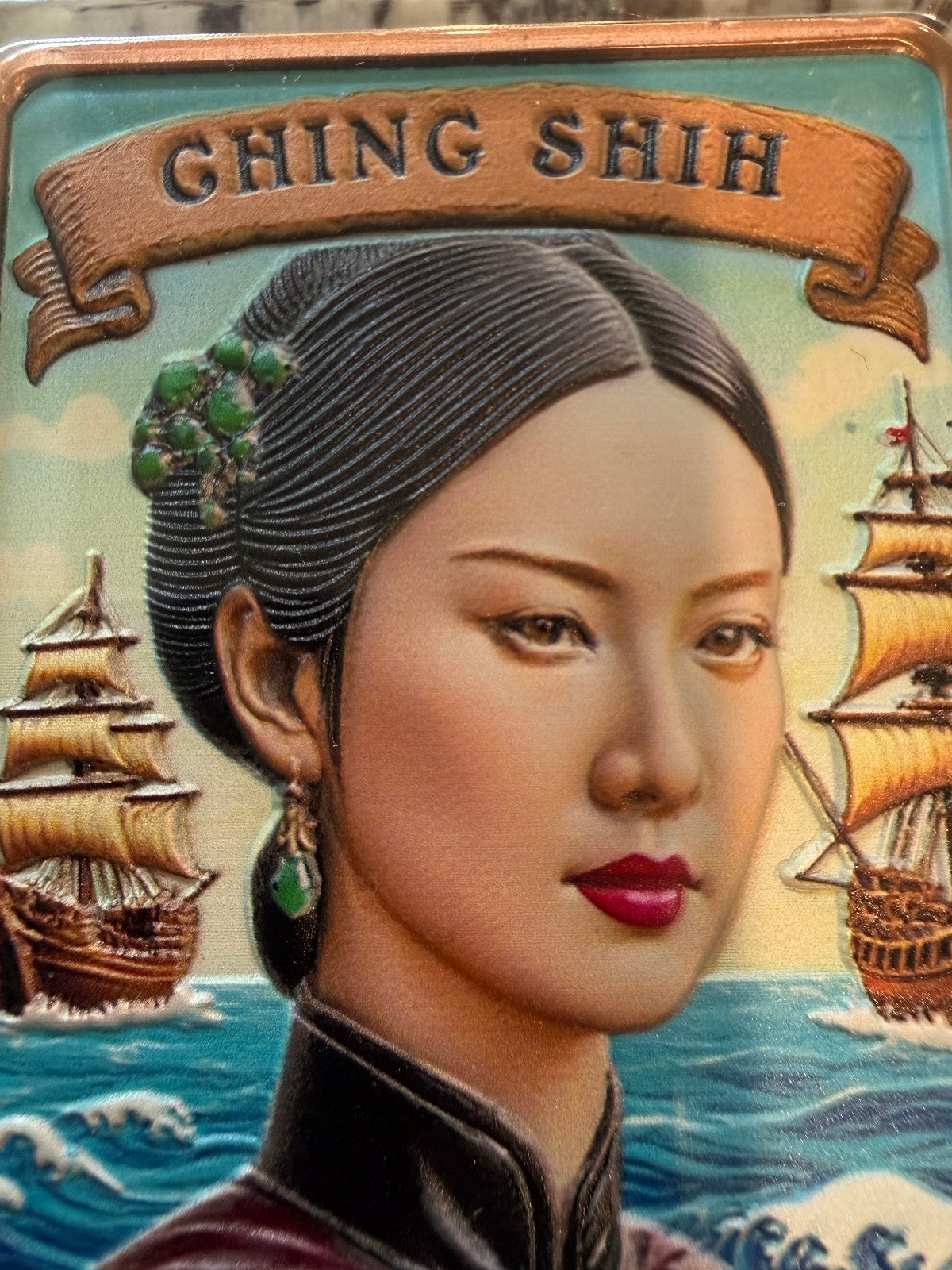 Ching Shih Colorized 10 AVDP oz .999 Fine Copper Bullion Bar Pirate Treasure