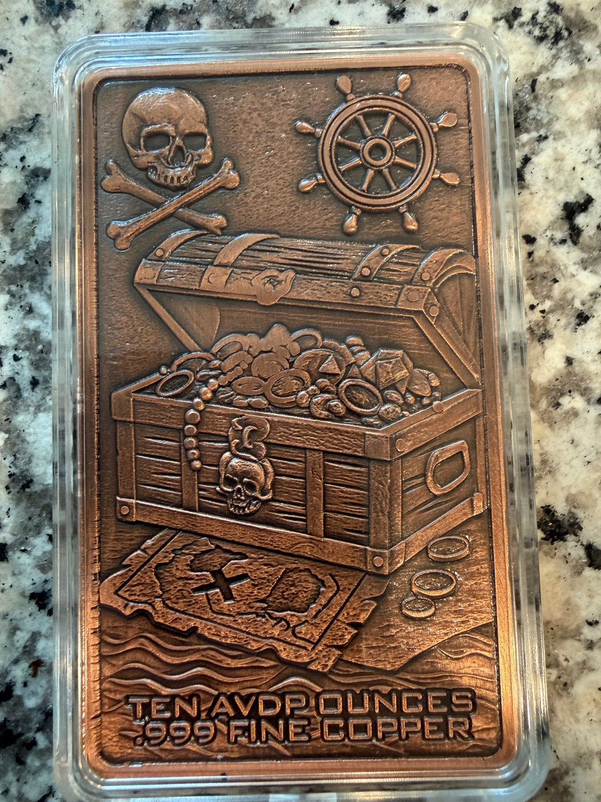 Ching Shih Colorized 10 AVDP oz .999 Fine Copper Bullion Bar Pirate Treasure