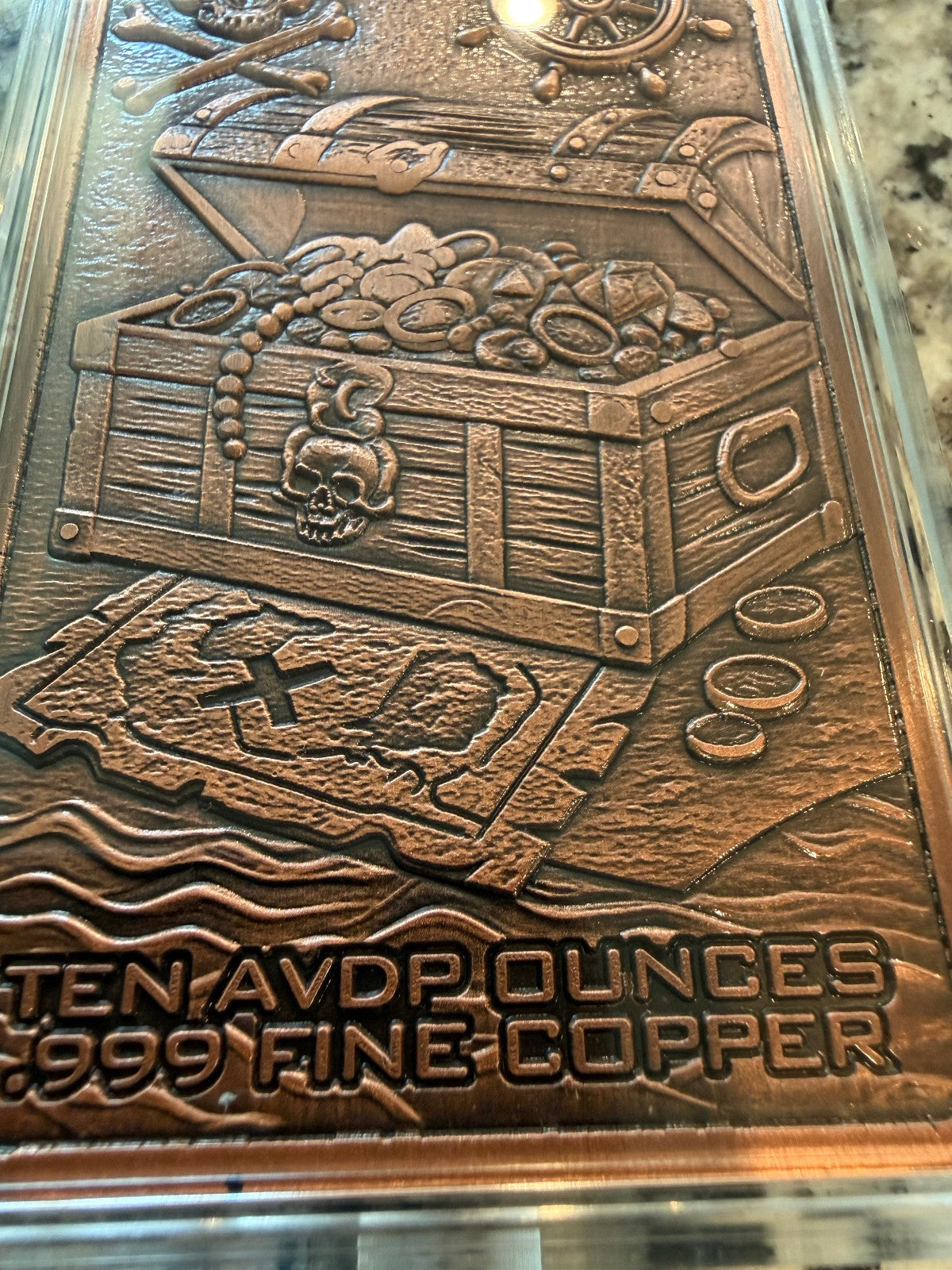 Ching Shih Colorized 10 AVDP oz .999 Fine Copper Bullion Bar Pirate Treasure