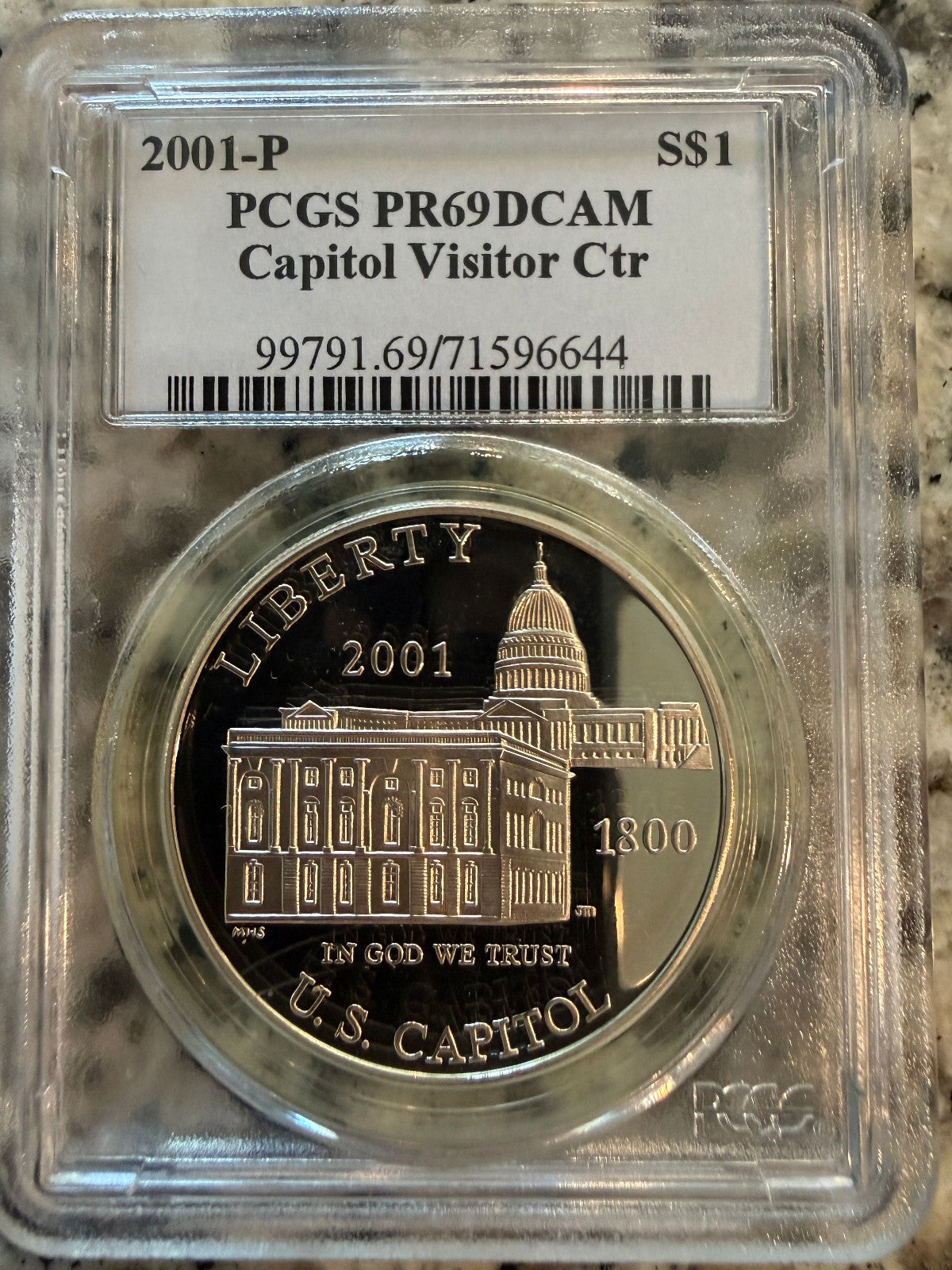 2001-P U.S. Capitol Visitor Center Commemorative Silver Dollar PCGS PR69DCAM Pro