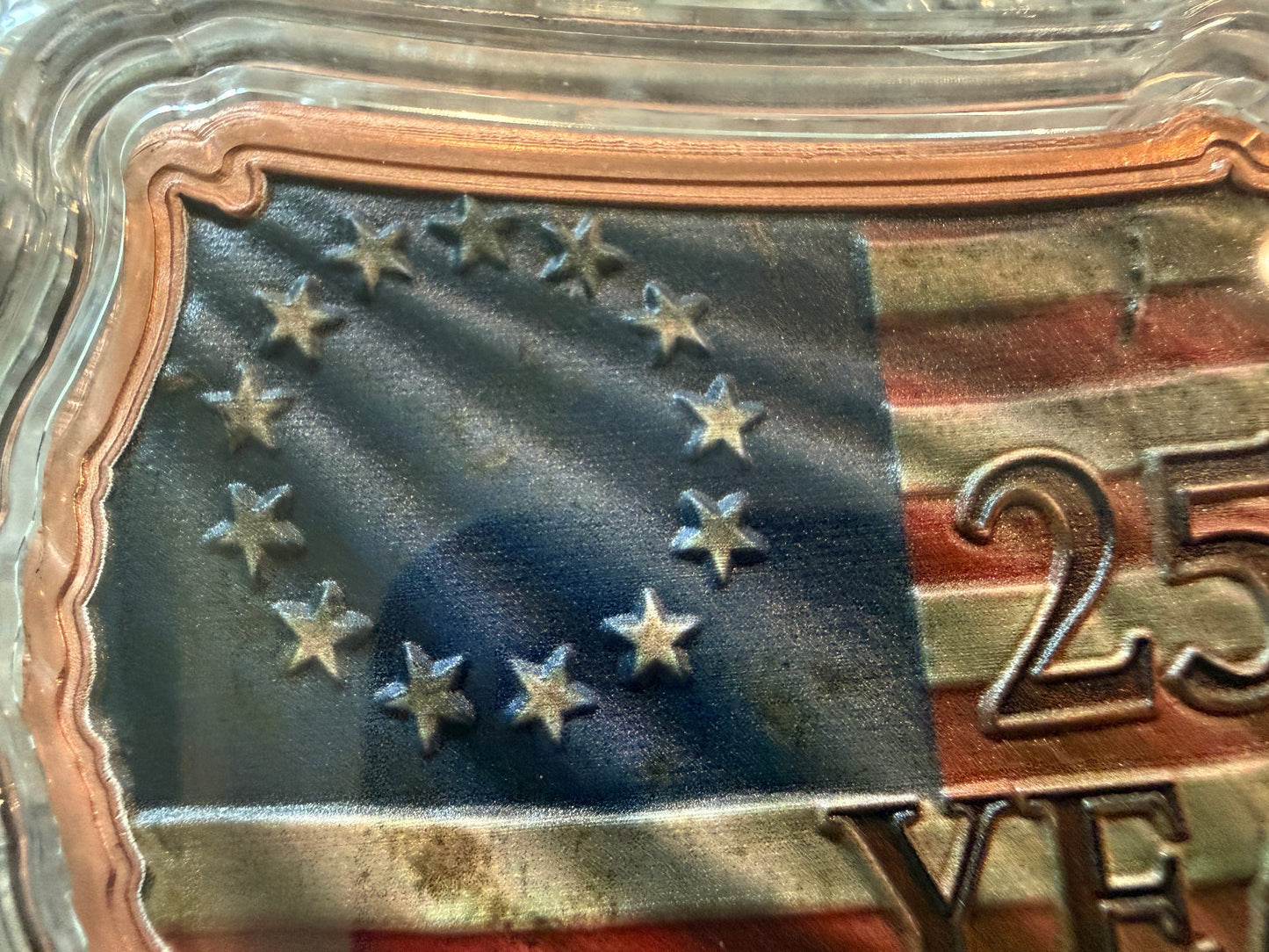 250 Years USA Shaped 10 AVDP oz .999 Fine Copper Bullion Bar Colorized