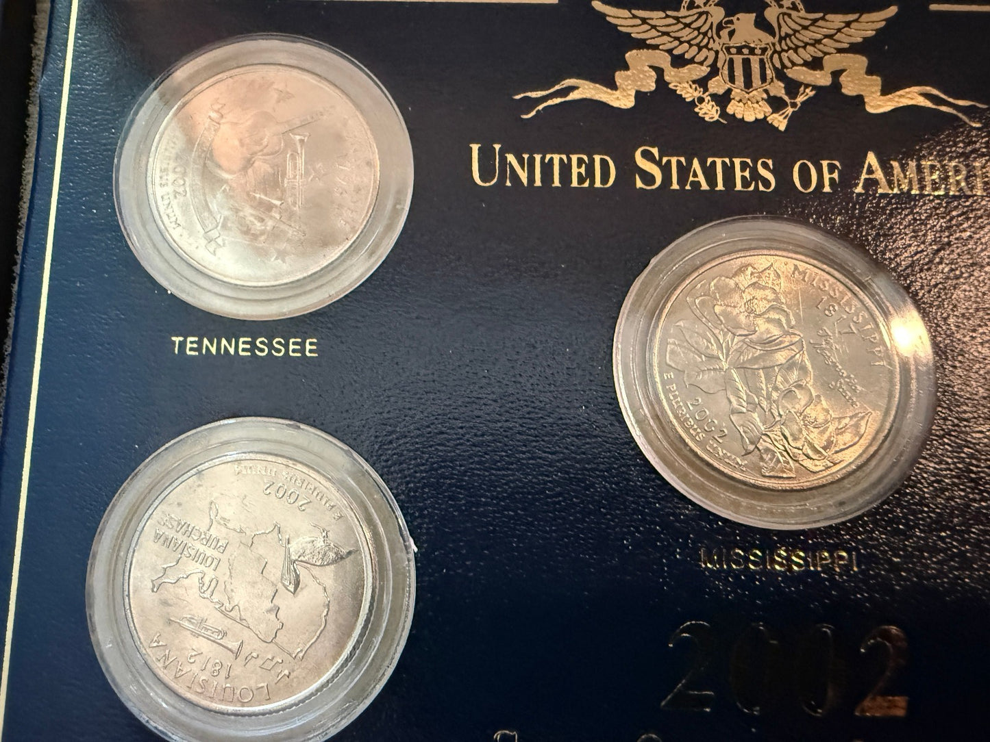 2002 United States State Quarter Collection Gift Set Tennessee Ohio Louisiana
