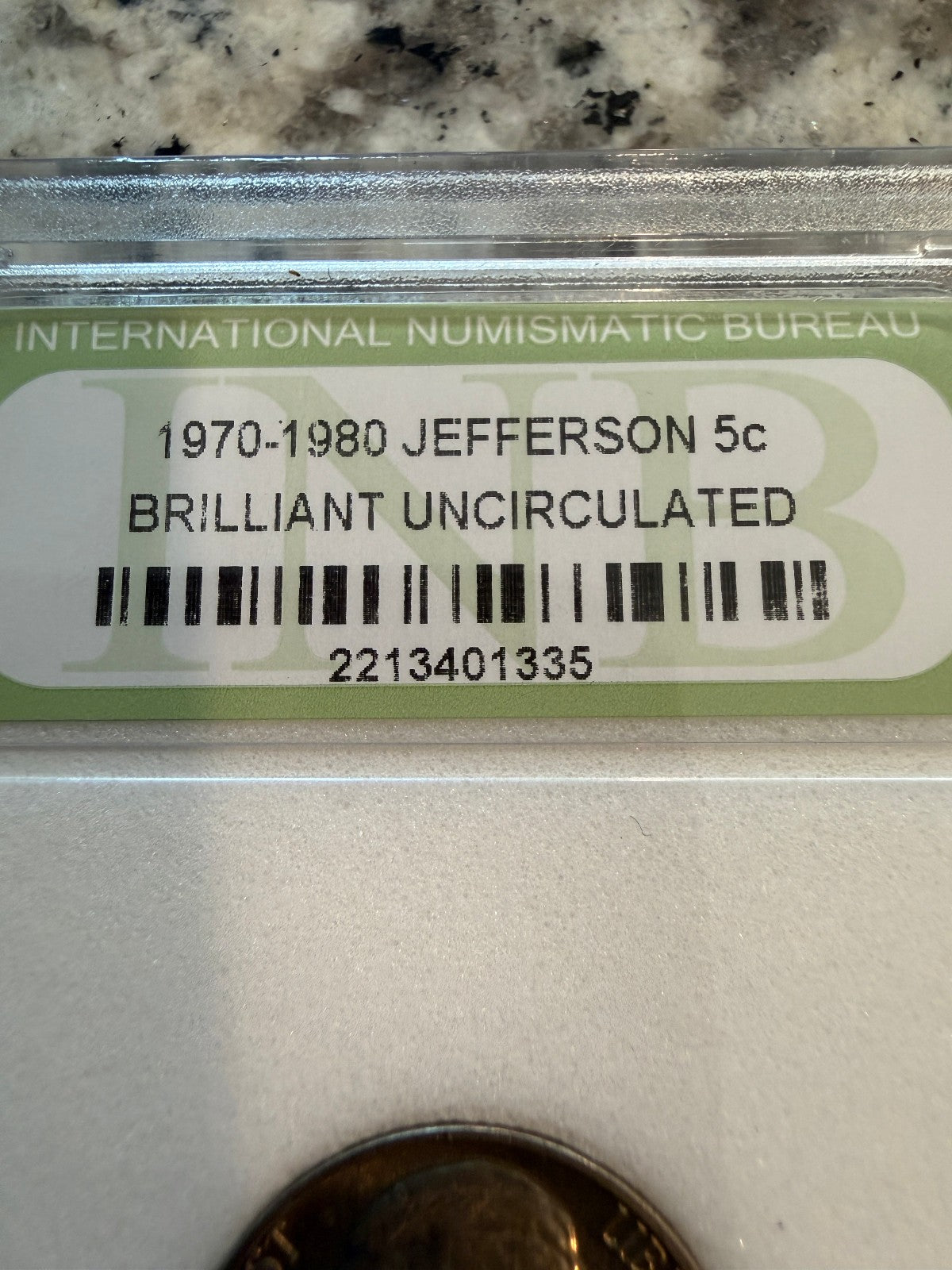 1975 Jefferson Nickel 5C Brilliant Uncirculated INB Certified Monticello Coin