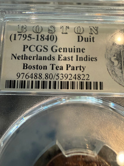 1834 Netherlands East Indies 1 Duit Boston Tea Party PCGS Genuine Colonial Coin