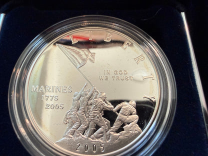 2005 Marine Corps 230th Anniversary Proof Silver Dollar 90% Silver US Mint OGP