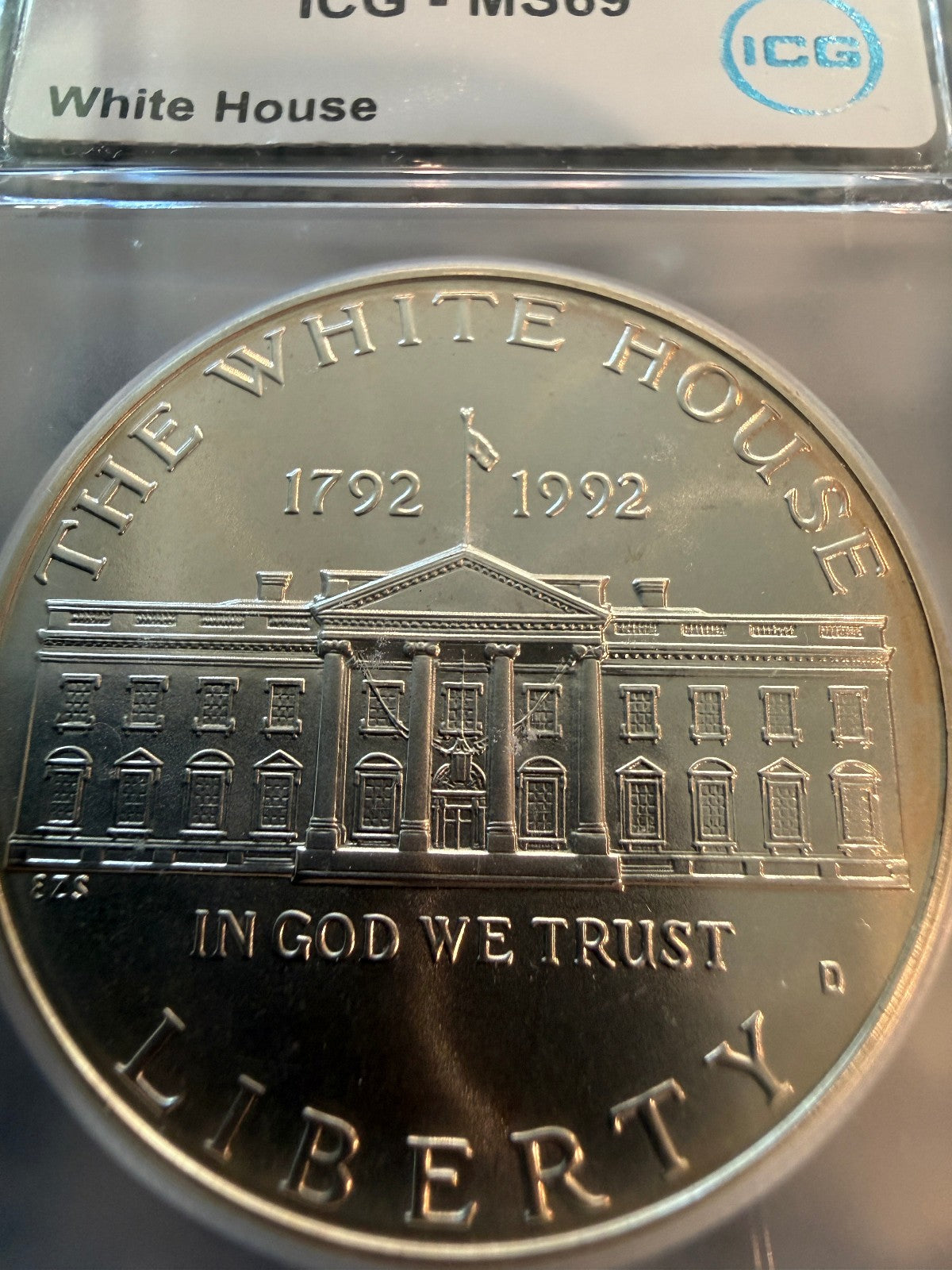 1992-D White House Commemorative Silver Dollar ICG MS69 200th Anniversary Coin